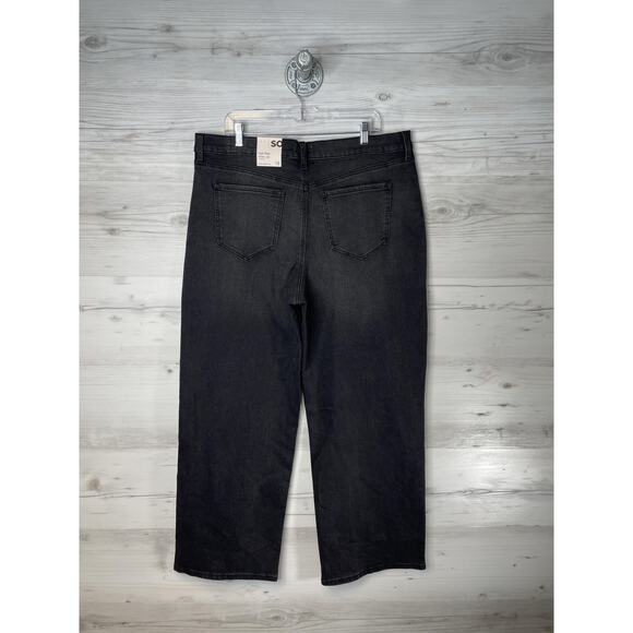 SO Jeans Womens 18 Plus Black High Rise Wide Leg Superstretch Black Wash Denim - Picture 7 of 13